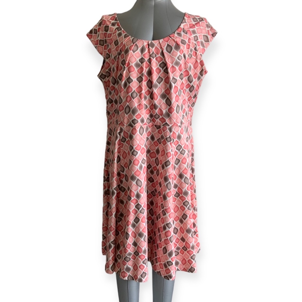 TAIFUN Barbie core Pink/Brown Stretch Dress Size XL
